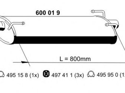 Toba esapament intermediara IVECO DAILY IV platou / sasiu (2006 - 2011) ERNST 600019