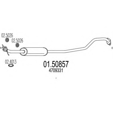 Toba esapament intermediara # Opel Agila 2008 2009 2010 2011 # 01 50857 # MTS