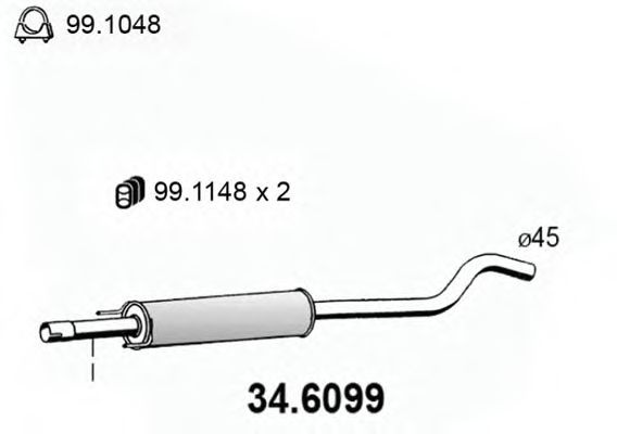 Toba esapament intermediara OPEL CORSA C caroserie