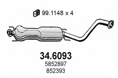 Toba esapament intermediara OPEL VECTRA B (36_) (1