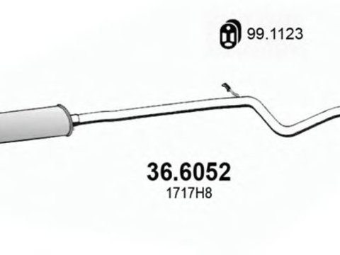 Toba esapament intermediara PEUGEOT 206 CC (2D) (2000 - 2016) ASSO 36.6052 piesa NOUA