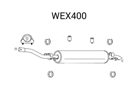 Toba esapament intermediara QWP WEX400