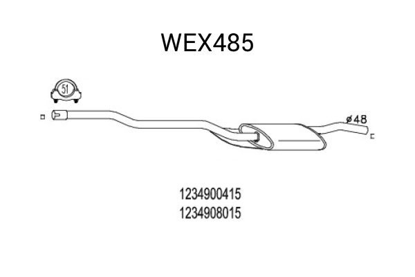 Toba esapament intermediara QWP WEX485 pentru OPEL VECTRA B (J96)