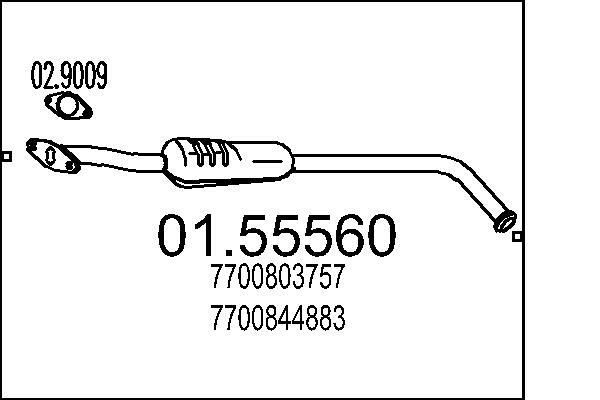 Toba esapament intermediara # Renault Clio 1990 1991 1992 1993 1994 1995 1996 1997 1998 # 01 55560 # MTS