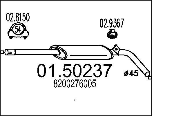 Toba esapament intermediara # Renault Megane 2002 2003 2004 2005 2006 2007 2008 # 01 50237 # MTS