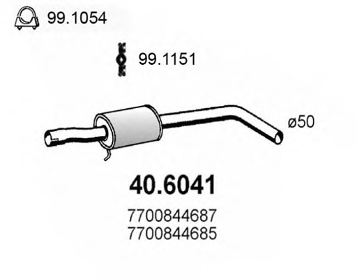 Toba esapament intermediara ~ Renault Scenic 1999 2000 2001 2002 2003 ~ 40.6041 ~ ASSO