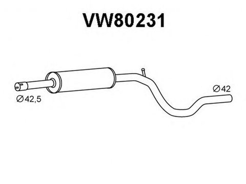 Toba esapament intermediara VW CADDY II caroserie 9K9A VENEPORTE VW80231
