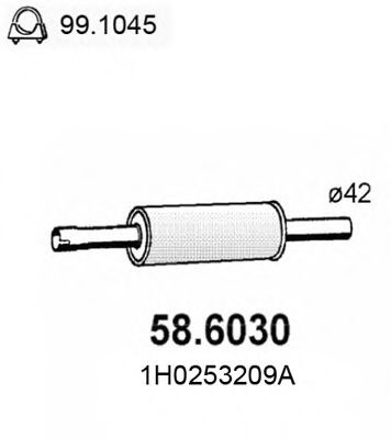 Toba esapament intermediara VW GOLF 3 Estate (1H5) (1993 - 1999) ASSO 58.6030