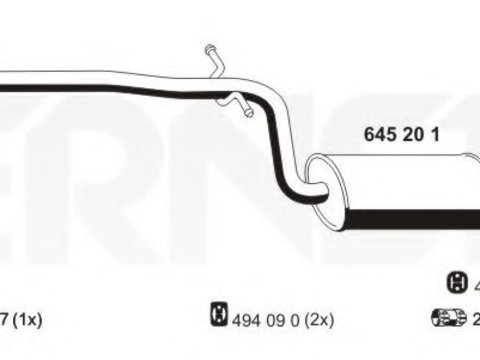 Toba esapament intermediara VW GOLF VI Variant (AJ5) (2009 - 2013) ERNST 645201 piesa NOUA