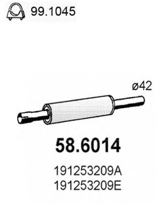 Toba esapament intermediara VW JETTA Mk II (19E, 1G2, 165) (1983 - 1992) ASSO 58.6014