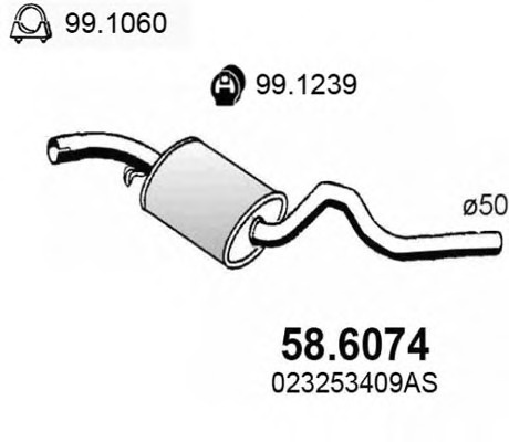 Toba esapament intermediara # Vw Transporter 1992 1993 1994 1995 1996 1997 1998 # 58 6074 # ASSO