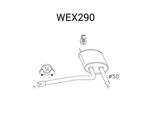 Toba esapament intermediara WEX290 QWP pentru Rover Streetwise Audi A4 Rover 200 Rover 25