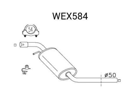 Toba esapament intermediara WEX584 QWP pentru Vw Eurovan Vw Transporter