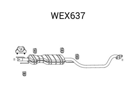 Toba esapament intermediara WEX637 QWP pentru Bmw Seria 3 Opel Zafira