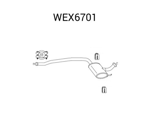Toba esapament intermediara WEX6701 QWP pentru Fiat Punto Renault Laguna