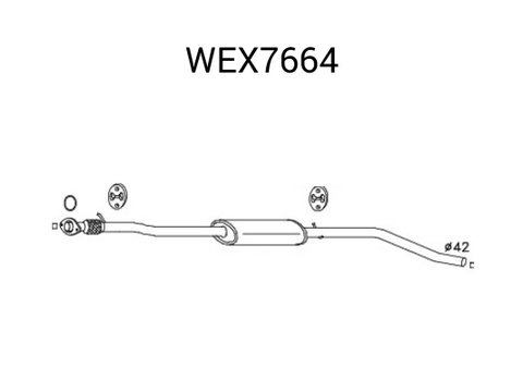 Toba esapament intermediara WEX7664 QWP pentru Bmw Seria 3 Fiat Punto