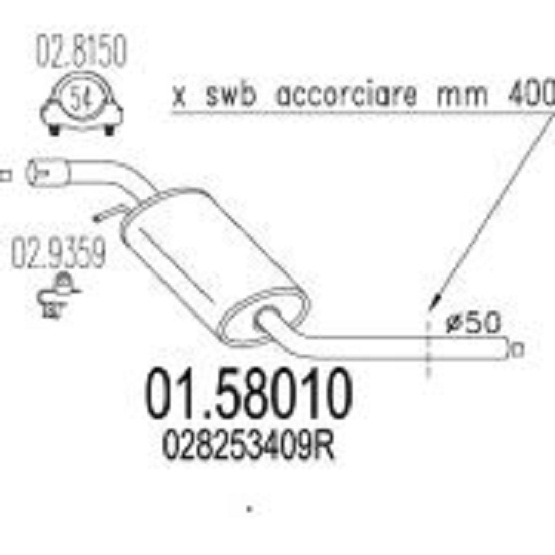 Toba intermediara vector pt vw transporter 4 motorizare 1.9td si 2.4d