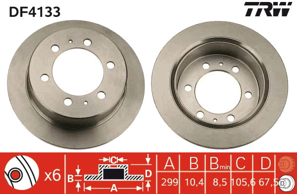 TRW Disc frana DF4133 pentru SSANGYONG KORANDO Cabrio (KJ) 1997 1998 1999 2000 2001 2002 2003 2004 2005 2006