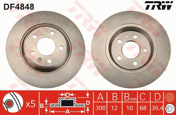 Trw set 2 discuri frana spate pline cu r300mm pt a