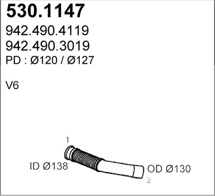 Tub 530 1147 ASSO pentru Vw Dasher Vw Passat Skoda Octavia Mercedes-benz Actros