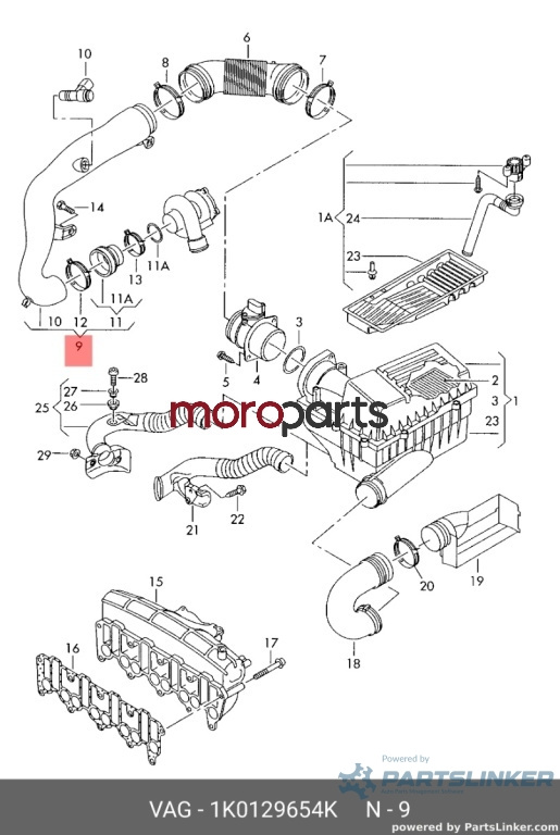 Tubulatura intercooler VOLKSWAGEN GOLF V