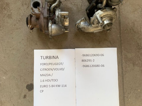 TURBINA FORD Fiesta 1.6 TDCI EURO 5 84 kw 114 CP -116 CP 9686120690-06