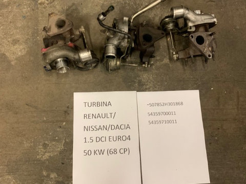 TURBINA Nissan Kubistar 1.5 DCI EURO 4 48KW-64CP 50KW-68CP 507852H301868