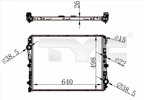 TYC Radiator, racire motor 721-0022 la MERCEDES-BENZ E-CLASS (W213) 2016 2017 2018 2019 2020 2021 2022 2023