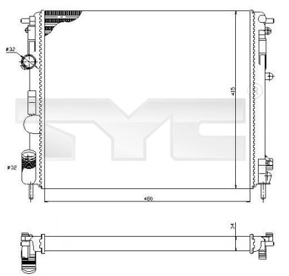 TYC Radiator, racire motor 728-0053 pentru DACIA LOGAN MCV (KS_) 2007 2008 2009 2010 2011 2012