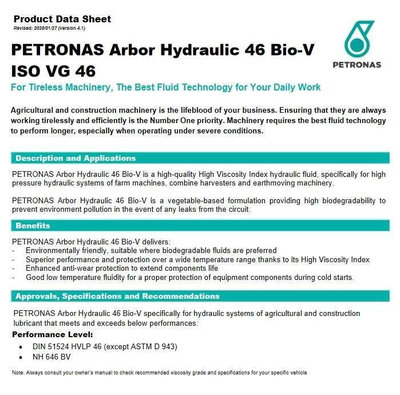 Ulei hidraulic BIO H46 Petronas ARBOR hydraulic NE