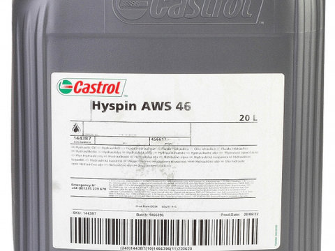 Ulei Hidraulic Castrol HYSPIN AWS 46 20L 1443B7