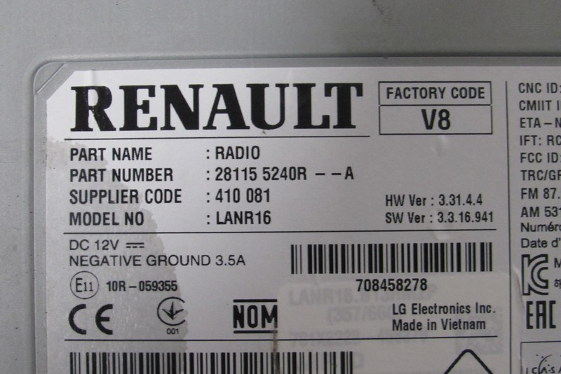 UNITATE RADIO RENAULT TALISMAN - AN 2018 - COD 281155240R