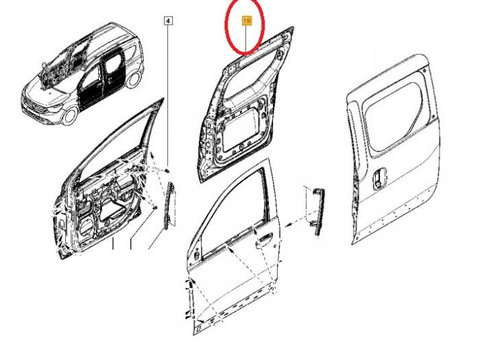 Usa laterala dreapta spate culisanta (model fara geam) Dokker (2012 – Prezent) 821004257R