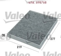 VALEO Filtru, aer habitaclu 698768 pentru masina VW TRANSPORTER T5 caroserie (7HA, 7HH, 7EA, 7EH) 2003 2004 2005 2006 2007 2008 2009 2010 2011 2012 2013 2014 2015