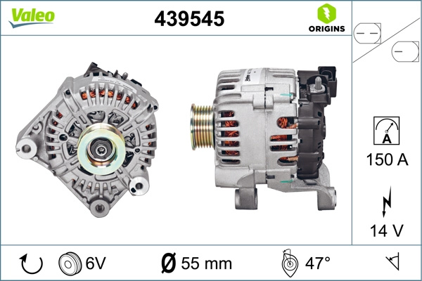 VALEO Generator / Alternator 439545 compatibil cu BMW 3 (E90) M47 D20 (204D4) 1995cc 122cp 90kW 2004 2005 2006 2007 2008 2009 2010 2011