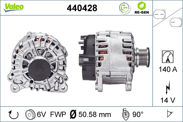 VALEO Generator / Alternator 440428 compatibil cu VW GOLF VII Variant (BA5, BV5) CLHA 1598cc 105cp 77kW 2013 2014 2015 2016 2017 2018 2019 2020