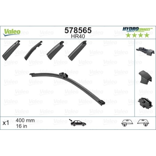 VALEO lamela stergator luneta spate 400 mm, AUDI BMW CITROEN FIAT MERCEDES OPEL PORSCHE SEAT SKODA VOLKSWAGEN VOLVO