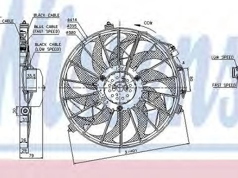 Ventilator,aer conditionat BMW Seria 3 Cabriolet (E36) (1993 - 1999) NISSENS 85648 piesa NOUA