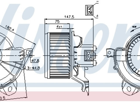 Ventilator habitaclu 87086 NISSENS pentru Opel Corsa Fiat Doblo Fiat Punto CitroEn Nemo Peugeot Bipper Fiat Linea Opel Adam