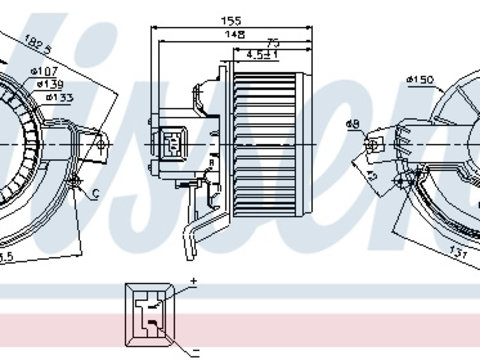 Ventilator habitaclu 87136 NISSENS pentru Opel Corsa Fiat Punto Fiat Fiorino CitroEn Nemo Fiat Qubo Peugeot Bipper