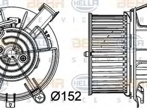 Ventilator habitaclu bord MERCEDES-BENZ C-CLASS T-Model S204 HELLA 8EW 351 040-301