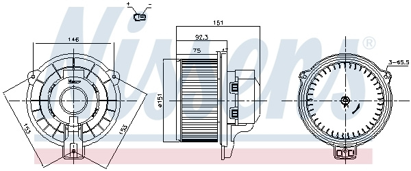 Ventilator habitaclu ~ Kia Sorento 2010 2011 2012 2013 2014 2015 2016 2017 2018 2019 2020 2021 2022 2023 2024 ~ 87821 ~ NISSENS