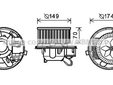 Ventilator habitaclu VN8339 AVA QUALITY COOLING pentru Vw Passat Vw Touran Skoda Superb Skoda Laura Skoda Octavia Vw Golf Vw Caddy Audi Q3 Audi A3 Vw Rabbit Seat Altea Seat Leon Vw Jetta Vw Vento Audi Tt Vw Bora Vw Tiguan Vw Cc Skoda Yeti Vw Beetle S