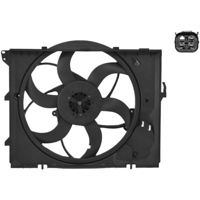 Ventilator motor BMW 3 E90 2004->2011 pentru 328 i, perioada 2006 2007 2008 2009 2010 2011 PIESA NOUA , diametru mm 490, cu 3 pini, numar palete 6, putere W 300,