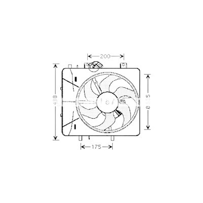Ventilator motor CITROEN C3 2 2009->2016, C3 Pluriel 2003->, C2 2003->2017 pentru 1.4, perioada 2003 2004 2005 2006 2007 2008 2009 2010 2011 2012 2013 2014 2015 2016 PIESA NOUA diametru 1 mm 335, putere W 270