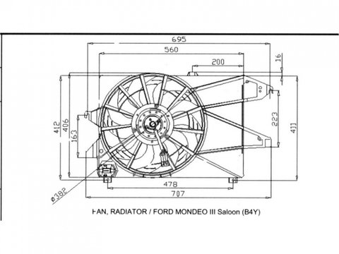 Ventilator racire motor FORD MONDEO 3 TURNIER 2000->2007 pentru 1.8 16V-81 KW PIESA NOUA aftermarket