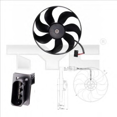 Ventilator radiator 802-0009 TYC pentru Audi A3 Skoda Octavia Vw Golf Seat Arosa Vw Lupo Vw Bora Vw Jetta Seat Toledo Vw Beetle Vw New Vw Novo Seat Leon Vw Polo Skoda Fabia