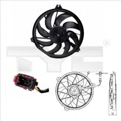 Ventilator radiator 826-0005 TYC pentru Peugeot 206