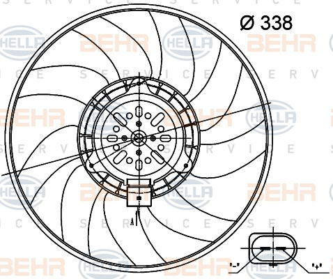 Ventilator, radiator (8EW351000484 HELLA) AUDI,FIAT