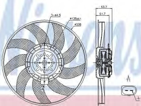 Ventilator, radiator AUDI A4 (8K2, B8) (2007 - 2015) NISSENS 85727 piesa NOUA
